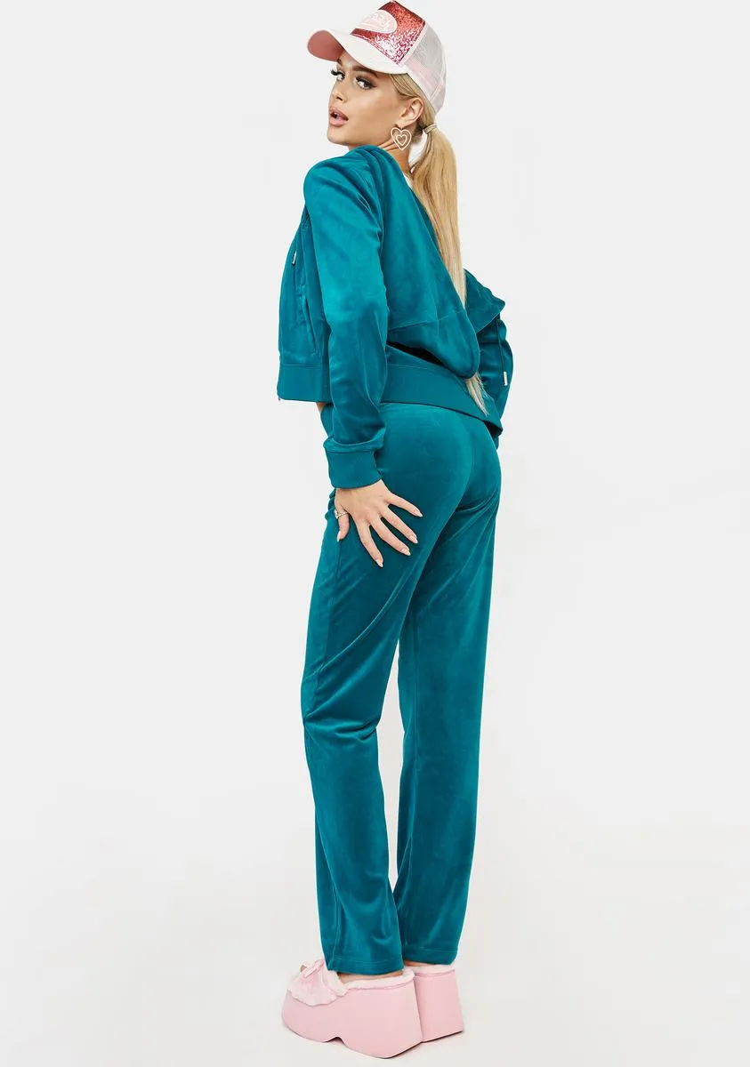Sapphire Wave Classic Velour Track Pants sold by Dolls Kill product image thumbnail 4