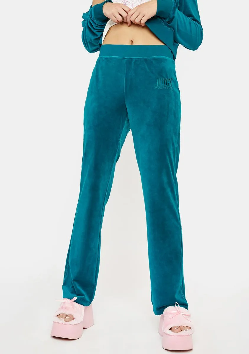 Sapphire Wave Classic Velour Track Pants sold by Dolls Kill