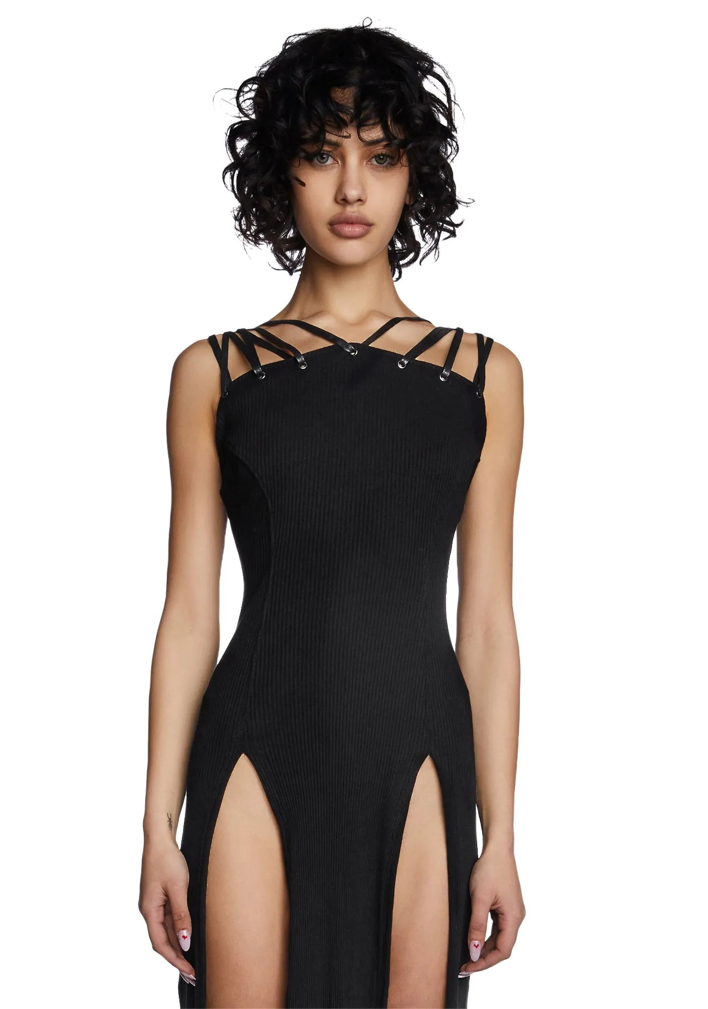 Modulation Black Hooded Maxi Dress sold by Dolls Kill product image thumbnail 2