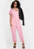 Pink Grover Denim Jumpsuit sold by Dolls Kill