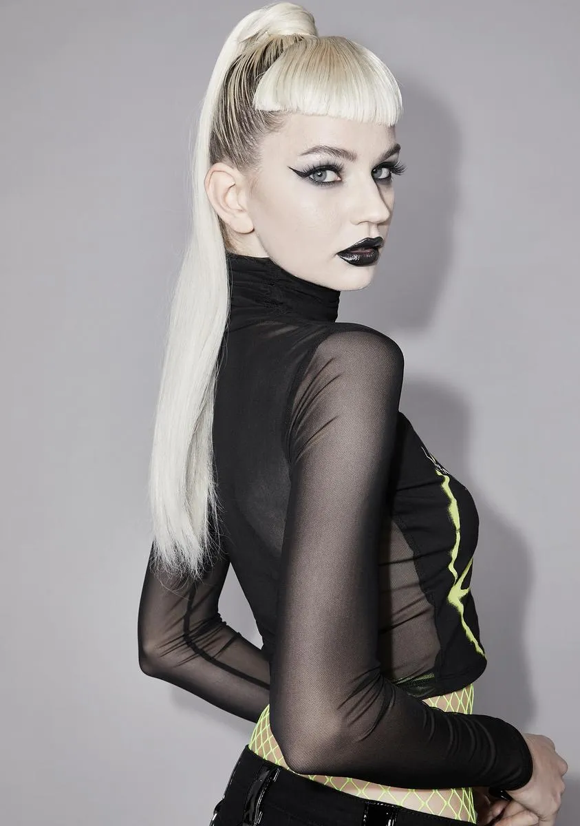 On The Edge Graphic Mesh Crop Top sold by Dolls Kill product image thumbnail 4
