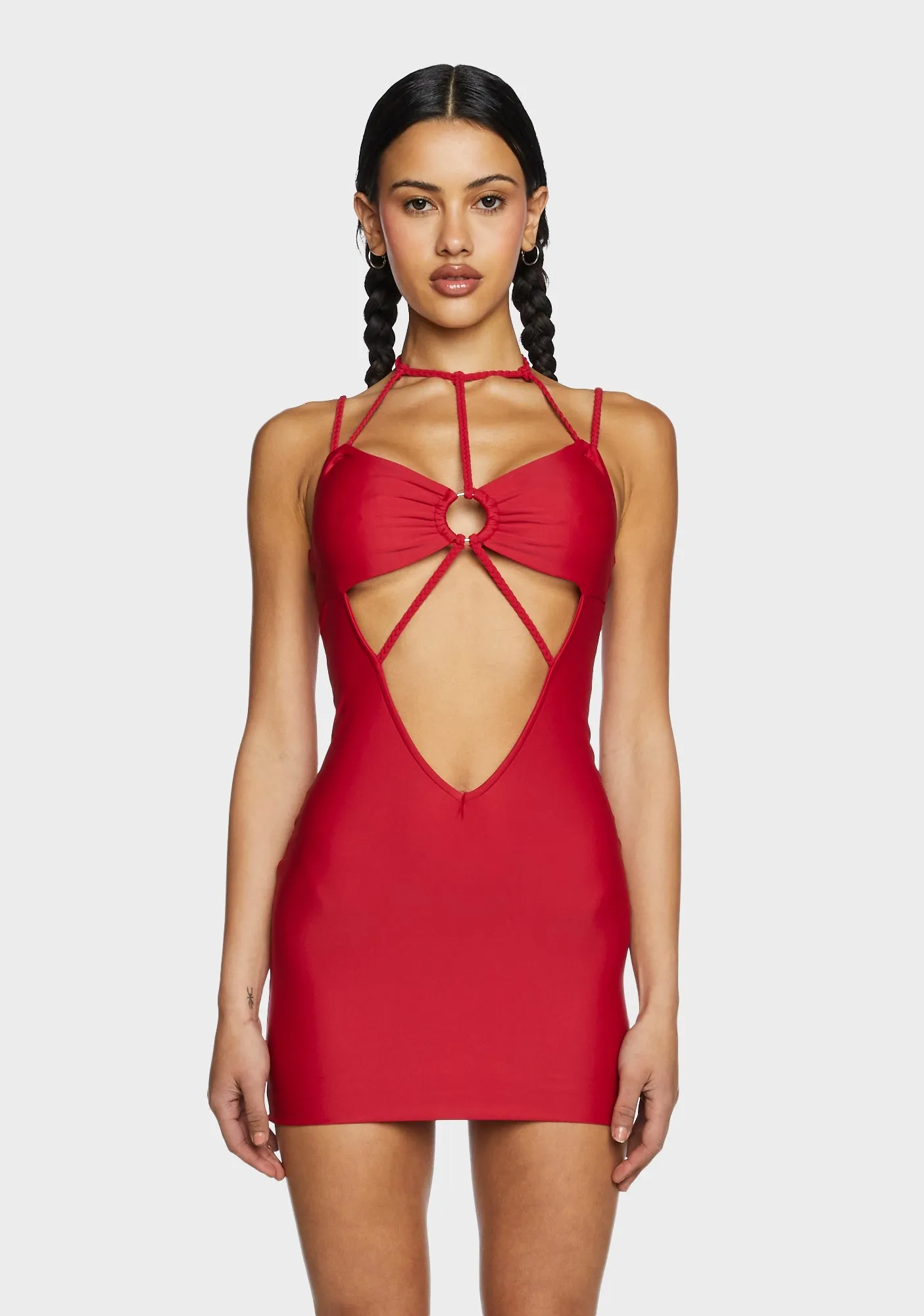 Attractive Extremes Cut Out Dress - Red sold by Dolls Kill
