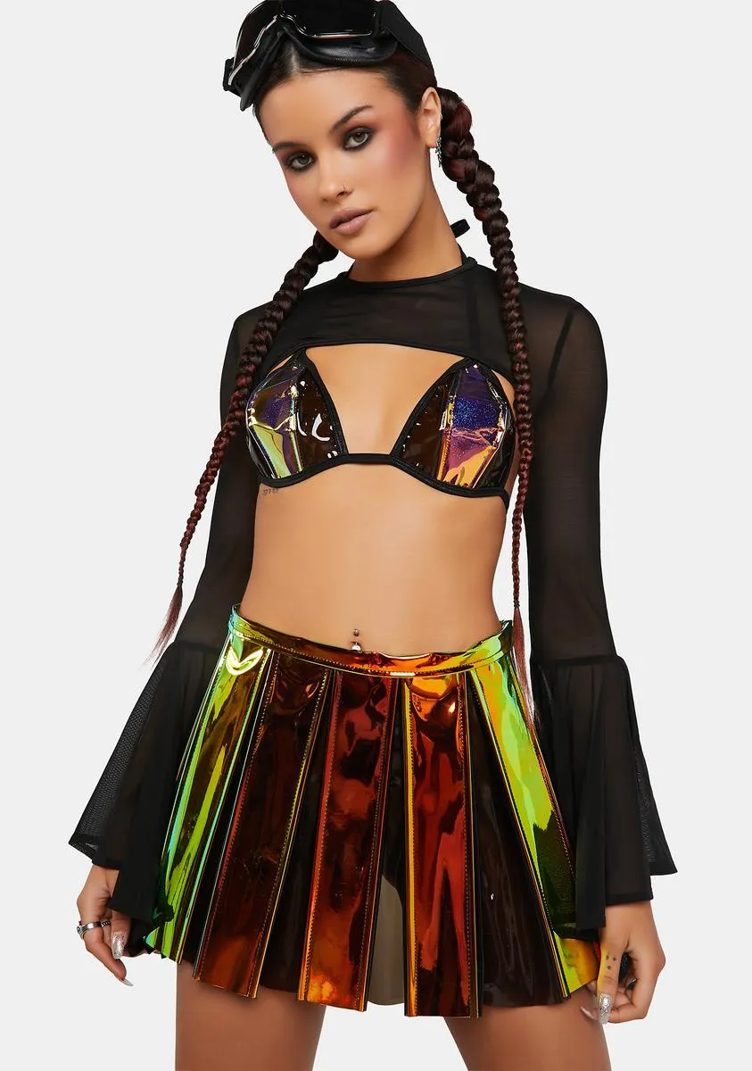 Brimstone Smoke Pleated Vinyl Skirt sold by Dolls Kill product image thumbnail 2