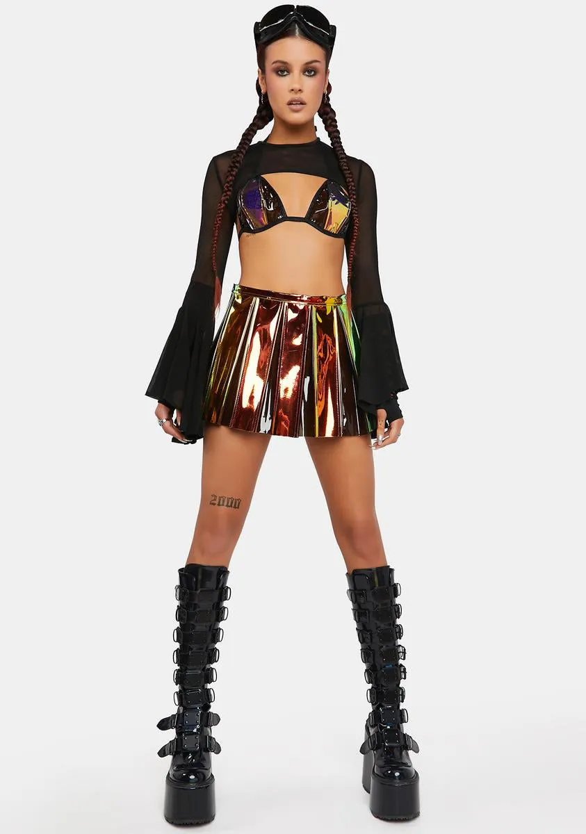 Brimstone Smoke Pleated Vinyl Skirt sold by Dolls Kill product image thumbnail 3