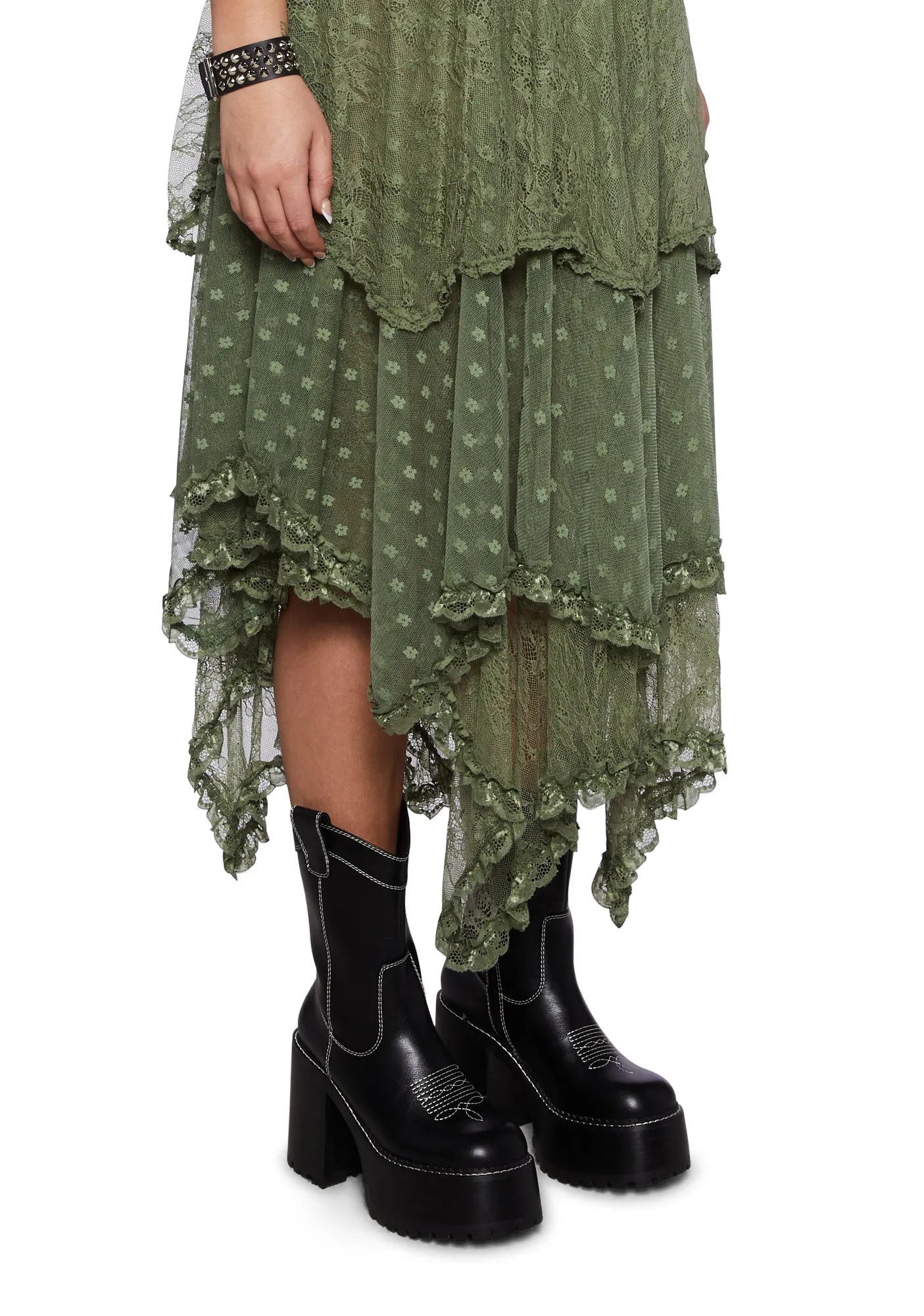 Plus Ethereal Woodlands Maxi Skirt - Green sold by Dolls Kill product image thumbnail 5