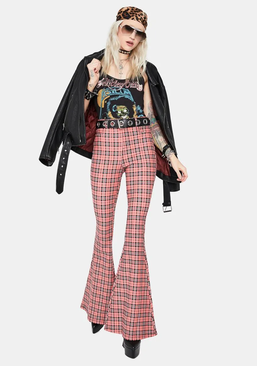 Flirty Hip Check High Waisted Plaid Flares sold by Dolls Kill product image thumbnail 3