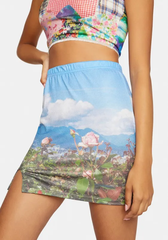 Split Side Scenic Mini Skirt sold by Dolls Kill