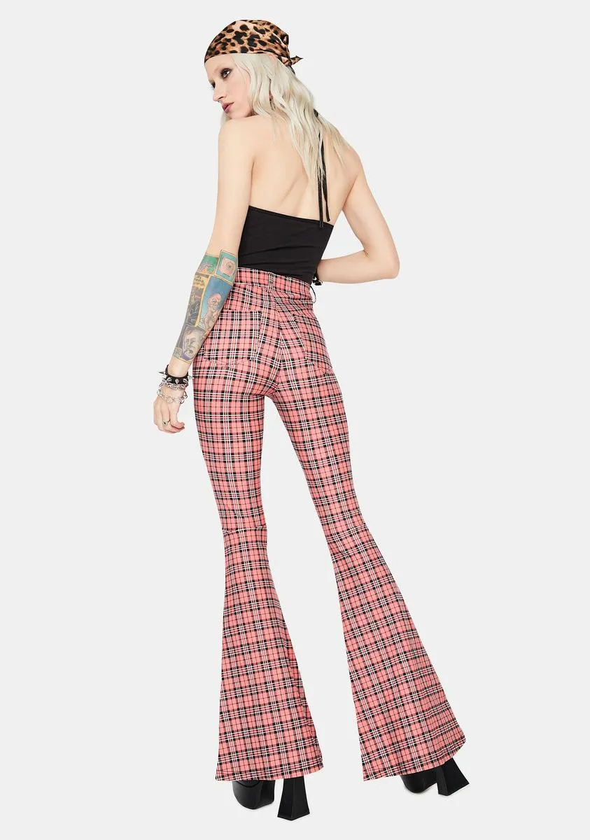 Flirty Hip Check High Waisted Plaid Flares sold by Dolls Kill product image thumbnail 4