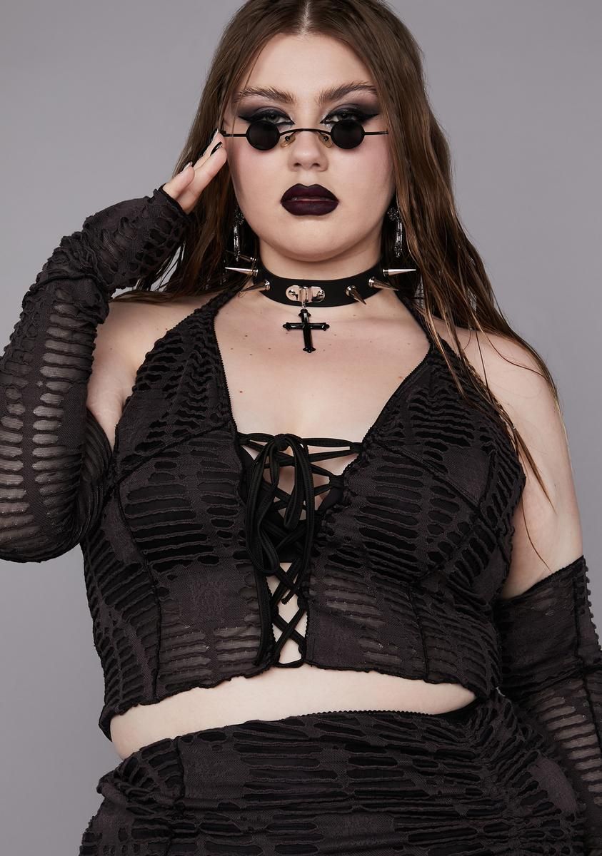Plus Beyond The Woods Crop Top sold by Dolls Kill