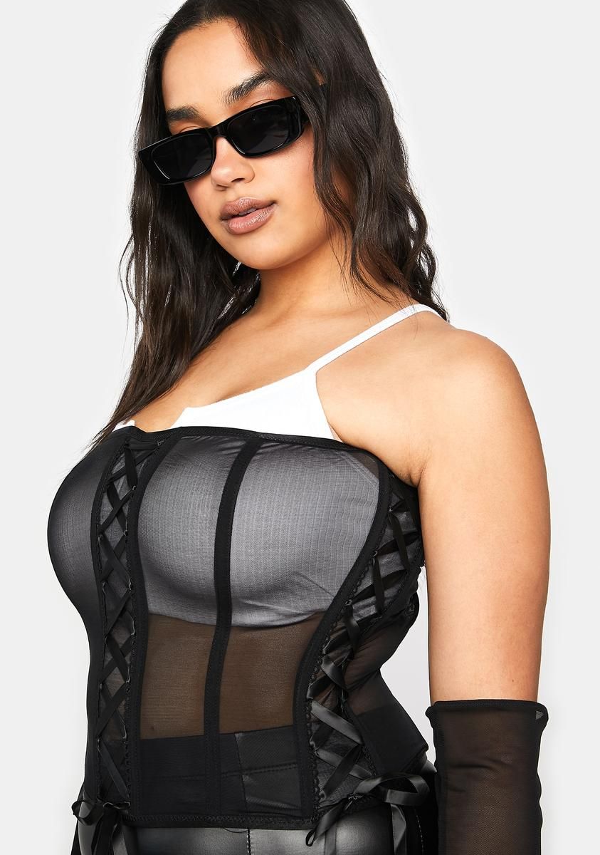 Plus Think Of Me Sheer Corset Top sold by Dolls Kill product image thumbnail 2