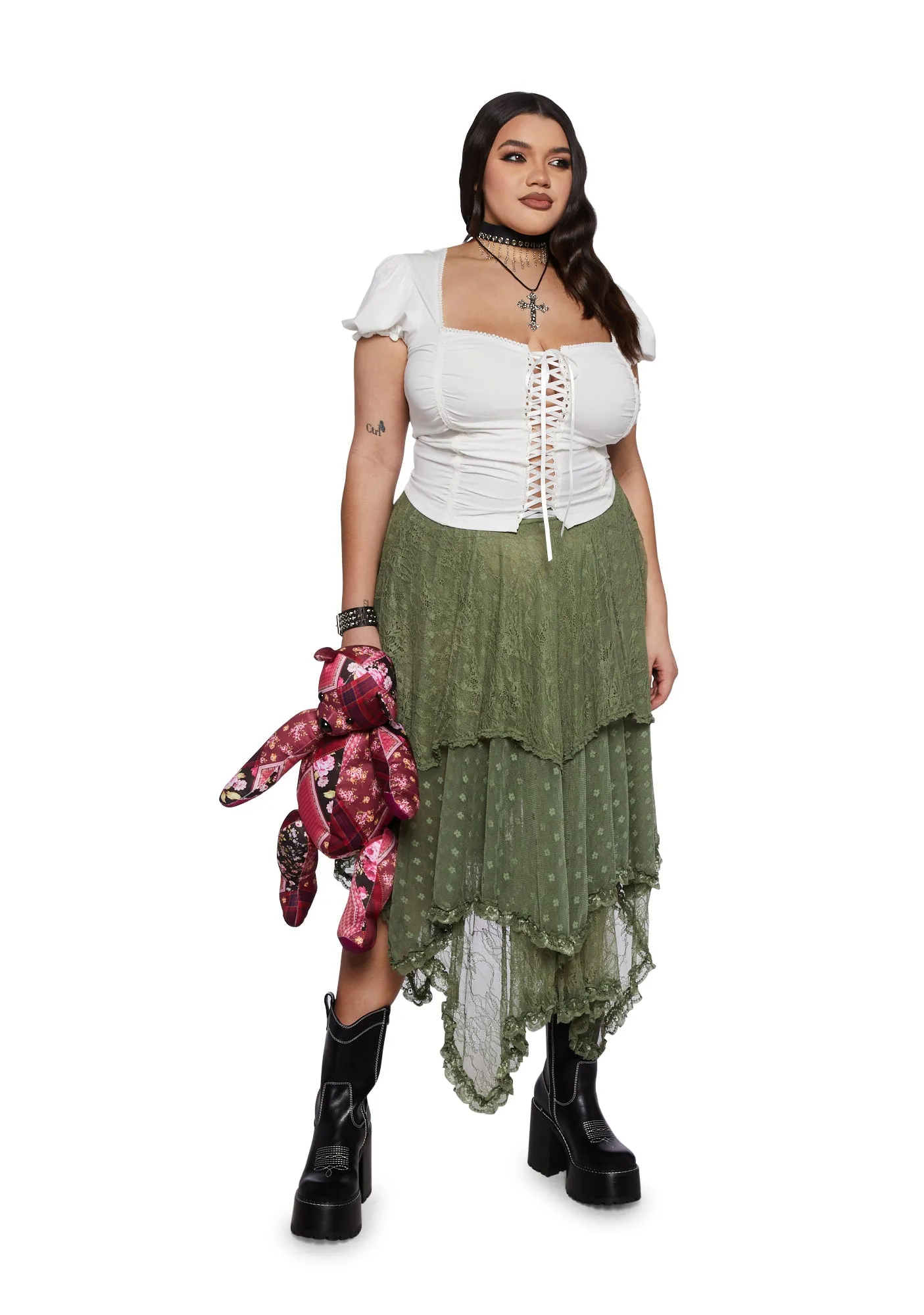 Plus Ethereal Woodlands Maxi Skirt - Green sold by Dolls Kill product image thumbnail 2