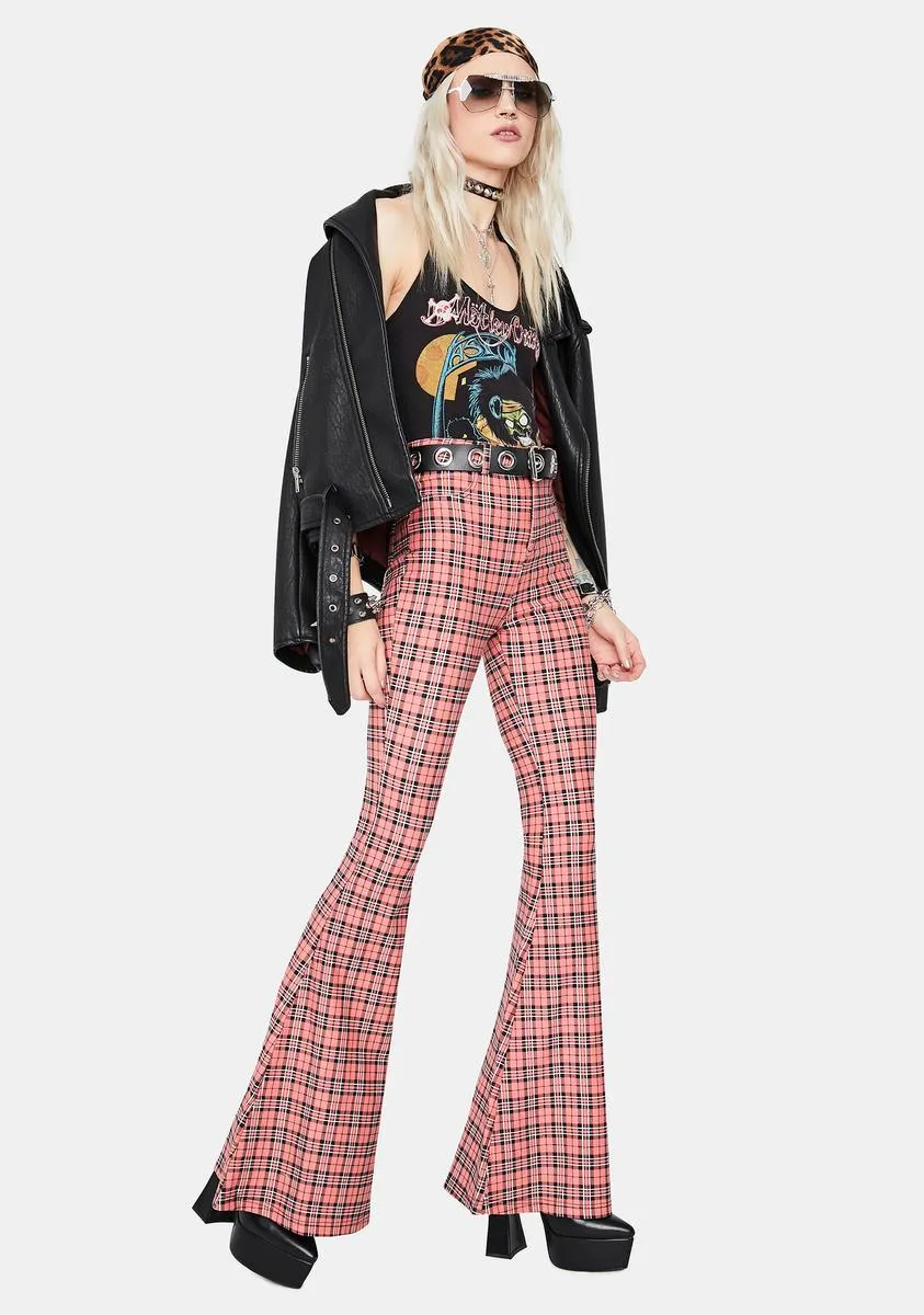 Flirty Hip Check High Waisted Plaid Flares sold by Dolls Kill product image thumbnail 2