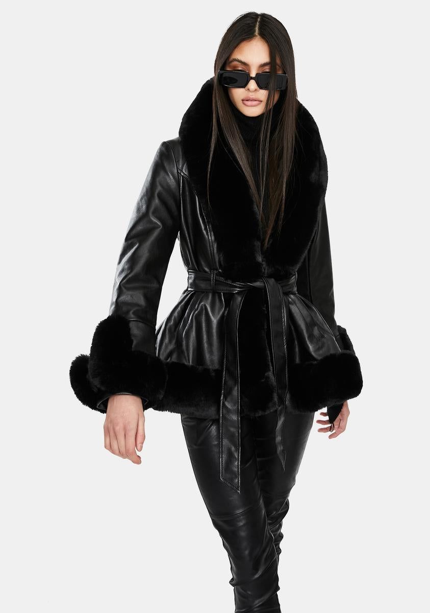 Kenzy Faux Fur Trim Peplum Coat sold by Dolls Kill product image thumbnail 2