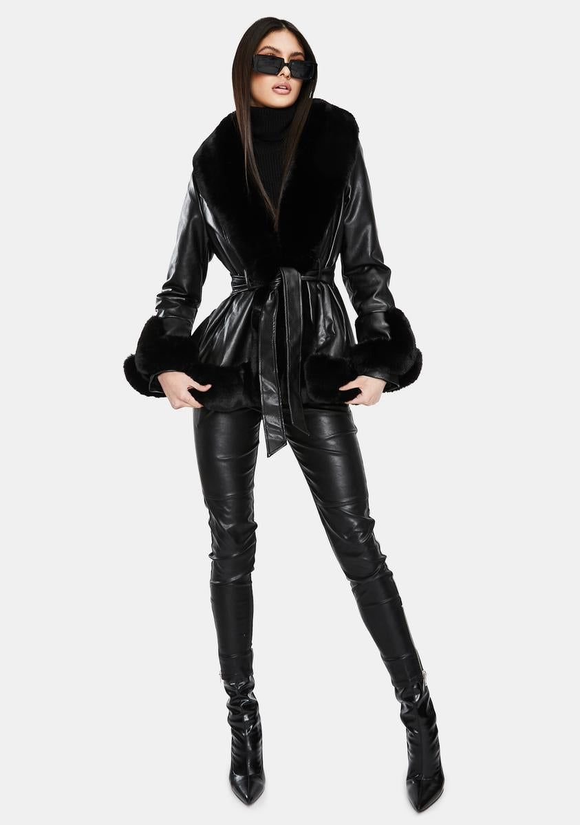 Kenzy Faux Fur Trim Peplum Coat sold by Dolls Kill product image thumbnail 3