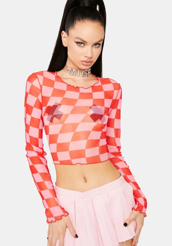 Quit Playin' Checkered Top sold by Dolls Kill