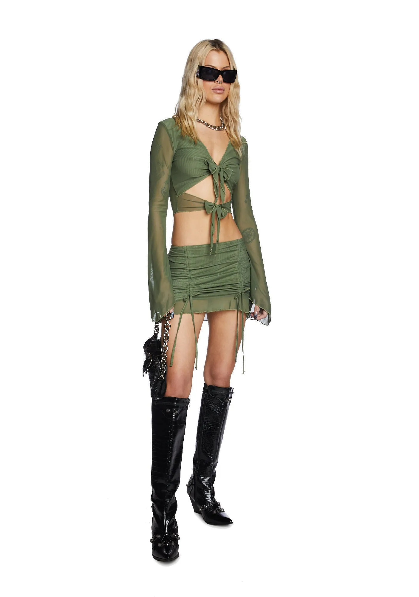 Indigo Tie Front Crop Top sold by Dolls Kill product image thumbnail 2