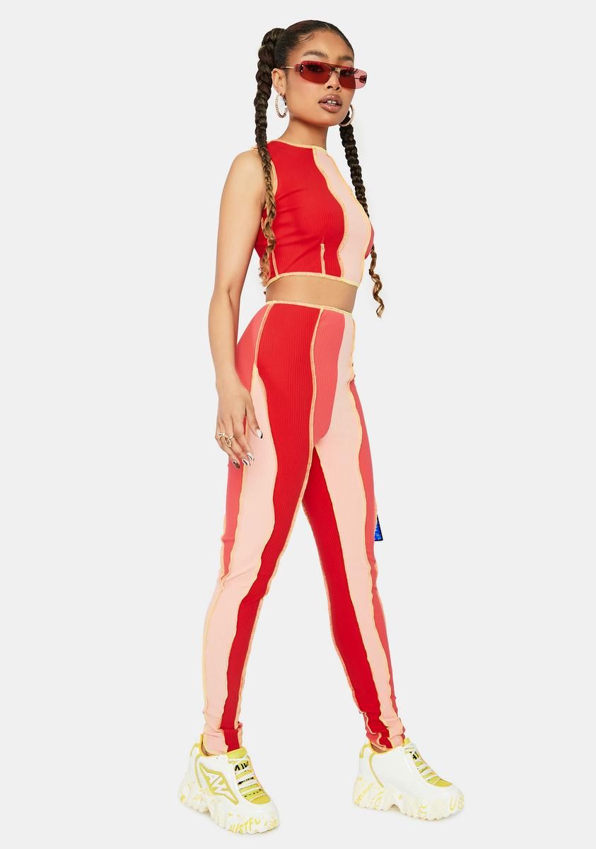 Peach Sashay Away Colorblock Panel Pants Set sold by Dolls Kill product image thumbnail 3