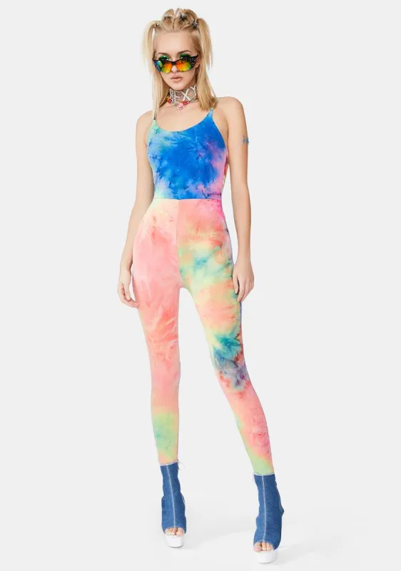 Atomic Tie Dye Catsuit sold by Dolls Kill