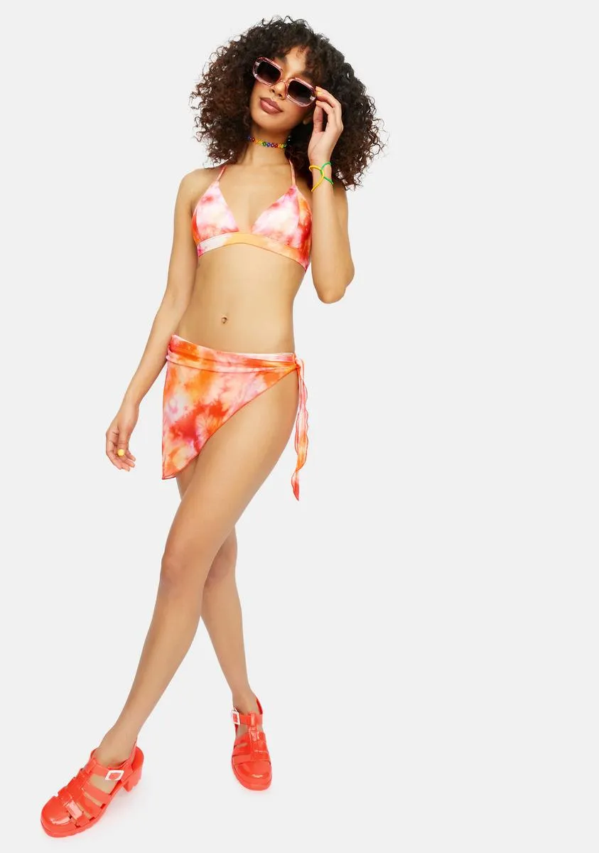 Psychedelia's Tie Dye Bikini And Sarong Set sold by Dolls Kill product image thumbnail 3