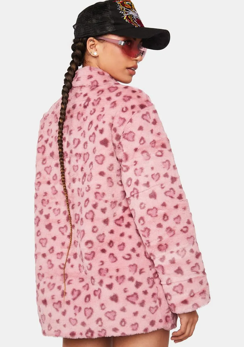 Pink Heart Faux Fur Coat sold by Dolls Kill product image thumbnail 4