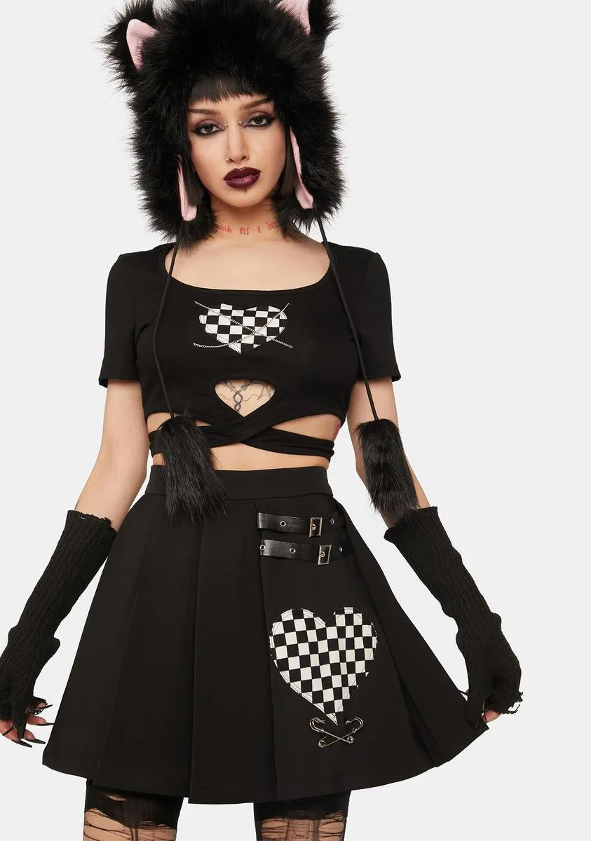 Pleated Checkered Heart Skirt sold by Dolls Kill product image thumbnail 2