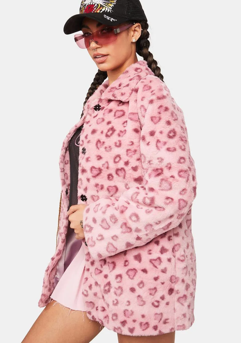 Pink Heart Faux Fur Coat sold by Dolls Kill product image thumbnail 2