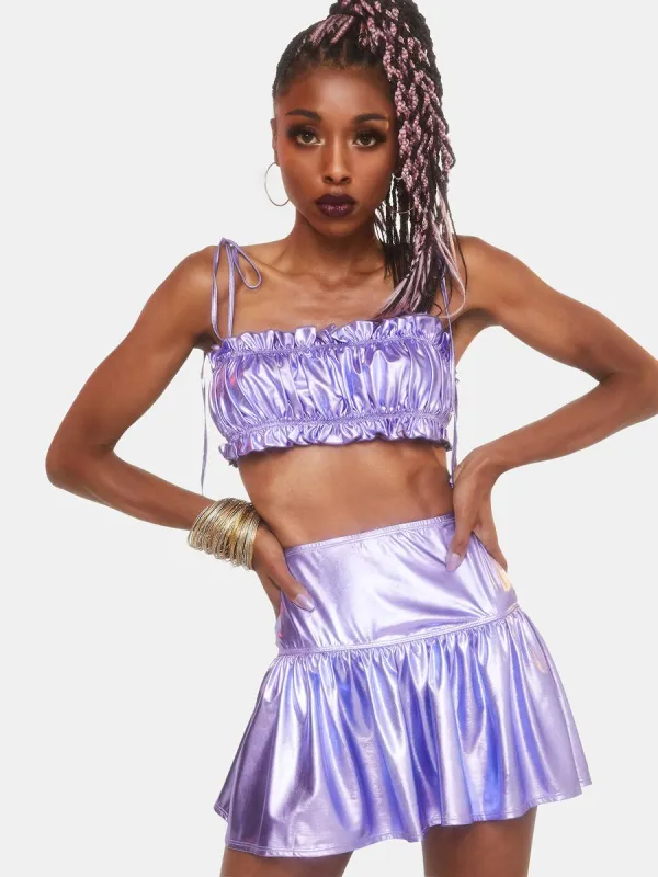 Goddess Hour Metallic Skirt Set sold by Dolls Kill