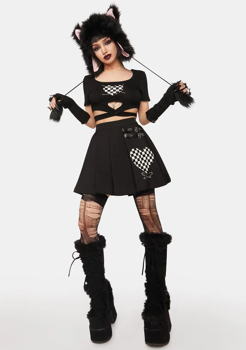 Pleated Checkered Heart Skirt sold by Dolls Kill product image thumbnail 3