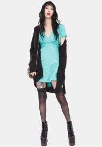 Turquoise Floral Elara Mini Dress sold by Dolls Kill