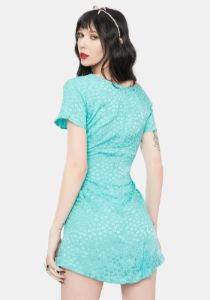 Turquoise Floral Elara Mini Dress sold by Dolls Kill