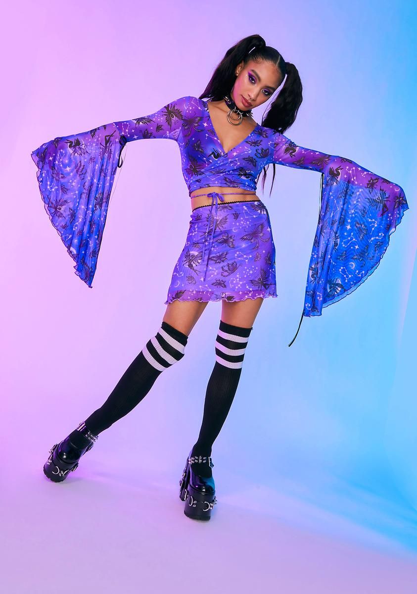 Heighten Senses Goth Fairy Mesh Bell Sleeve Top sold by Dolls Kill product image thumbnail 3