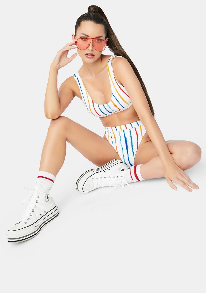 Watercolor Multi Stripe Festival Bikini Top sold by Dolls Kill product image thumbnail 3