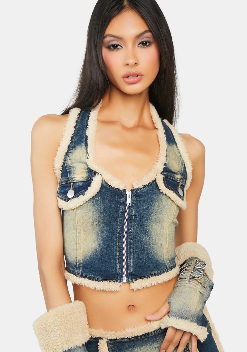 Lara Denim Top sold by Dolls Kill