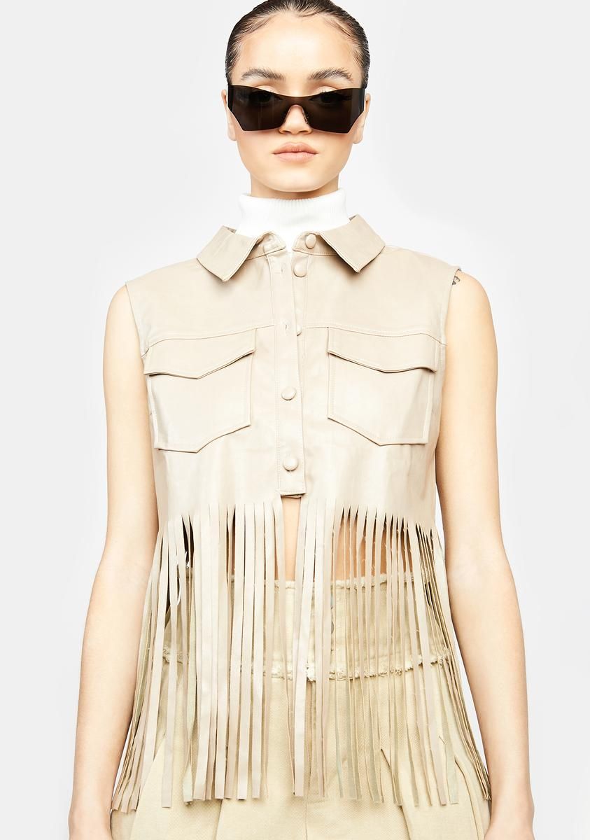 Pass It On Fringe Vest sold by Dolls Kill