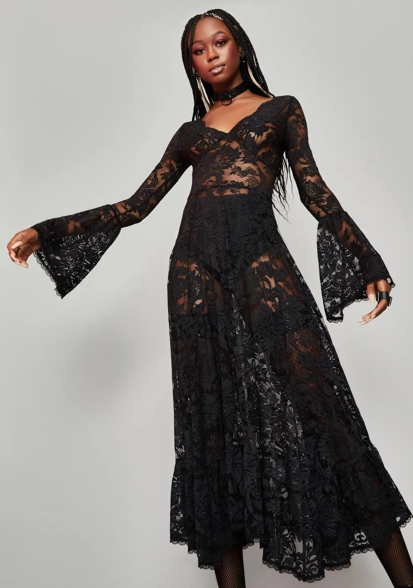 Lyrical Moonlight Lace Maxi Dress sold by Dolls Kill