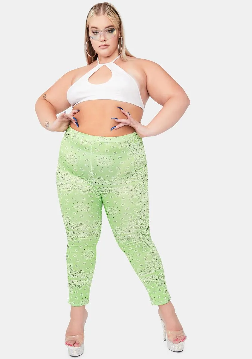 Plus Lime Paisley Rodeo Leggings sold by Dolls Kill product image thumbnail 2