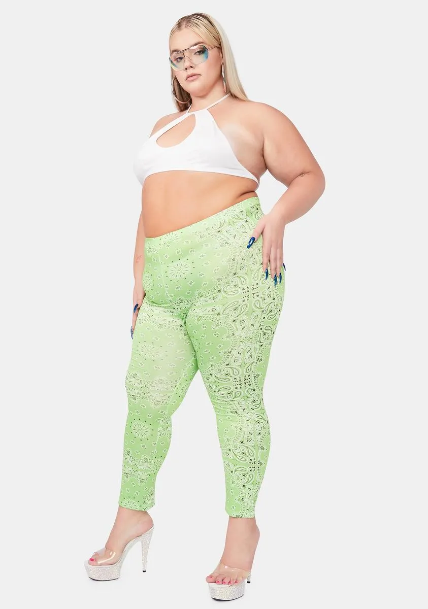 Plus Lime Paisley Rodeo Leggings sold by Dolls Kill product image thumbnail 3