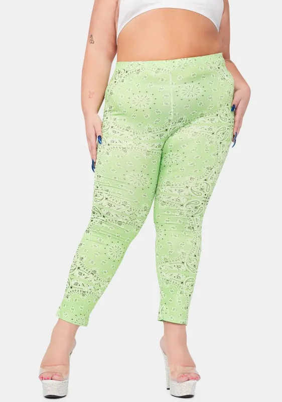 Plus Lime Paisley Rodeo Leggings sold by Dolls Kill