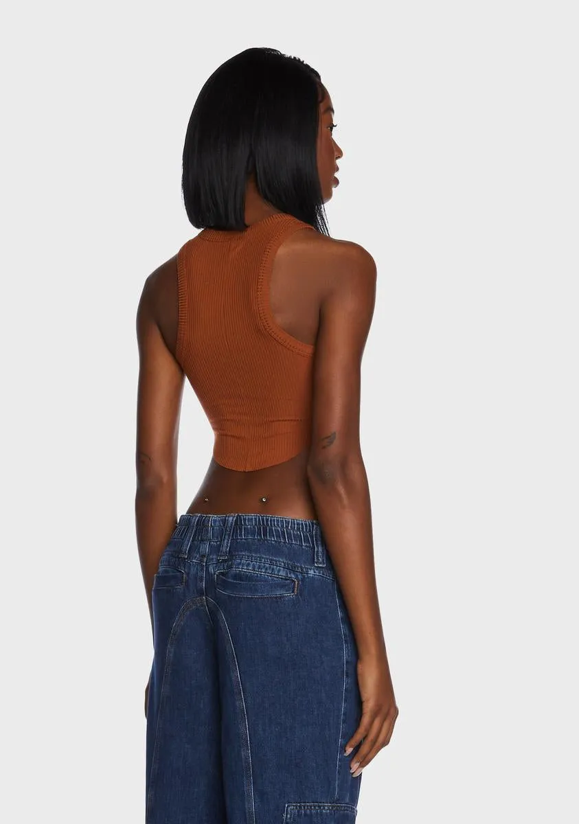 Curved Hem Tank Top - Brown sold by Dolls Kill product image thumbnail 4