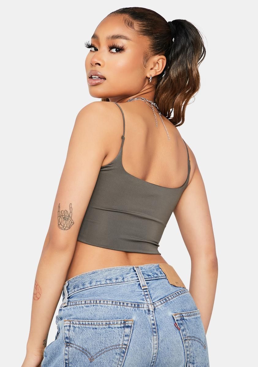 Olive Chaos Broken Knit Cami sold by Dolls Kill product image thumbnail 4