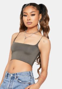 Olive Chaos Broken Knit Cami sold by Dolls Kill