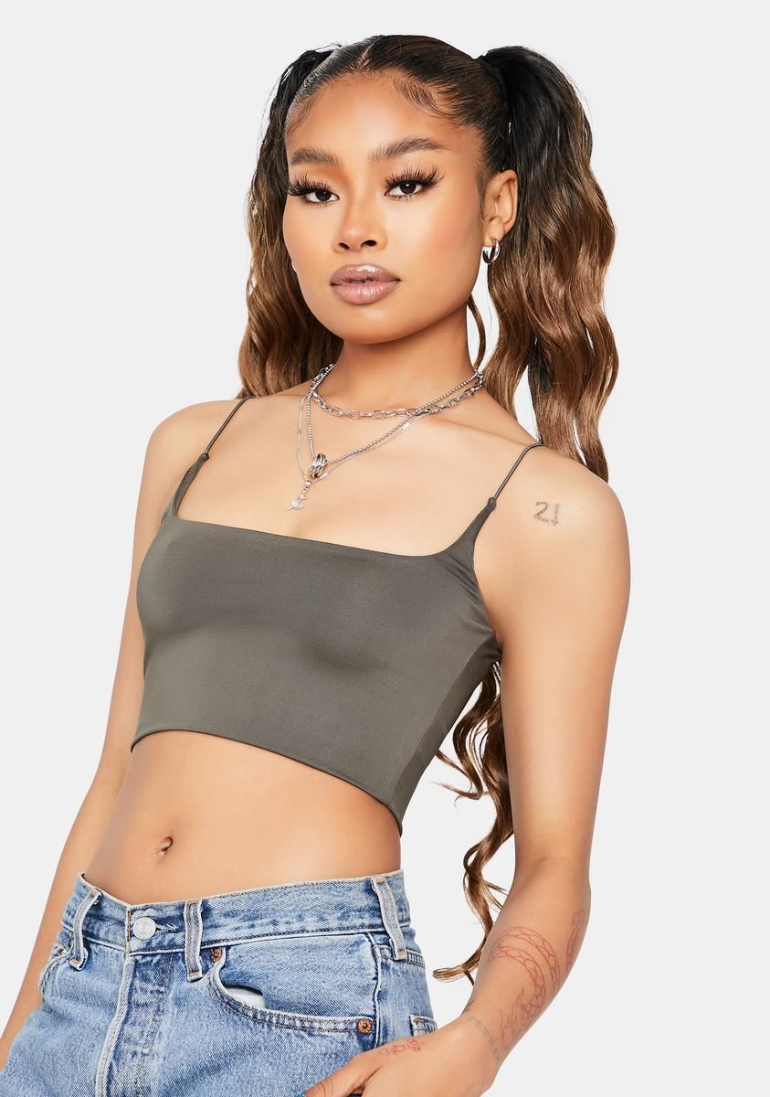 Olive Chaos Broken Knit Cami sold by Dolls Kill