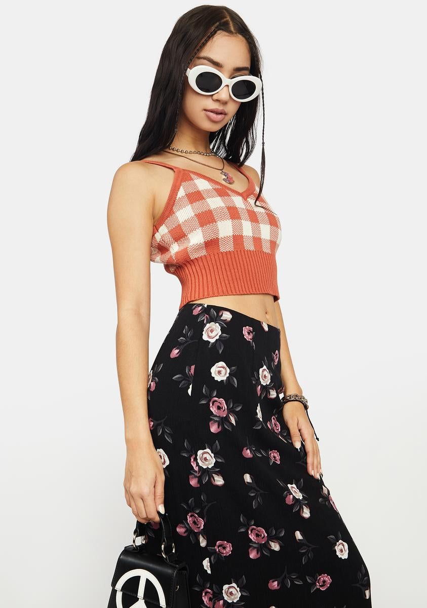 Rust Gingham Crop Top sold by Dolls Kill product image thumbnail 2