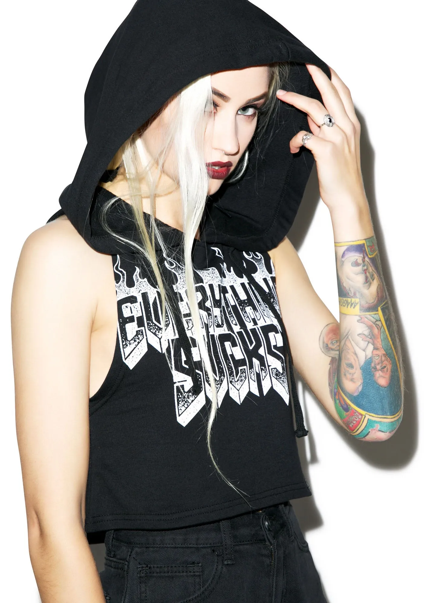 Everything Sucks Crop Hoodie sold by Dolls Kill product image thumbnail 3