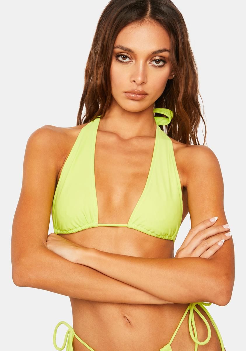 Jackfruit Green Cerry Bikini Top sold by Dolls Kill