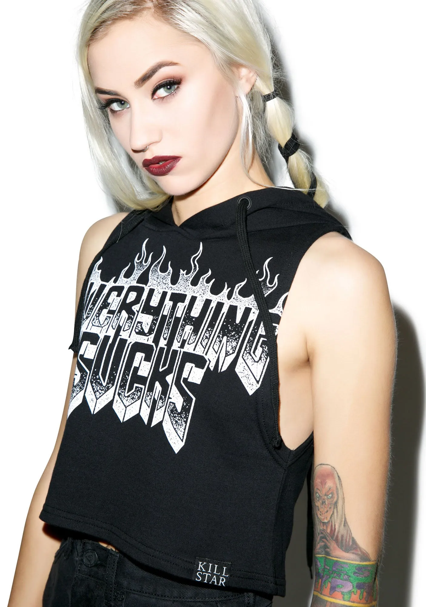 Everything Sucks Crop Hoodie sold by Dolls Kill product image thumbnail 4