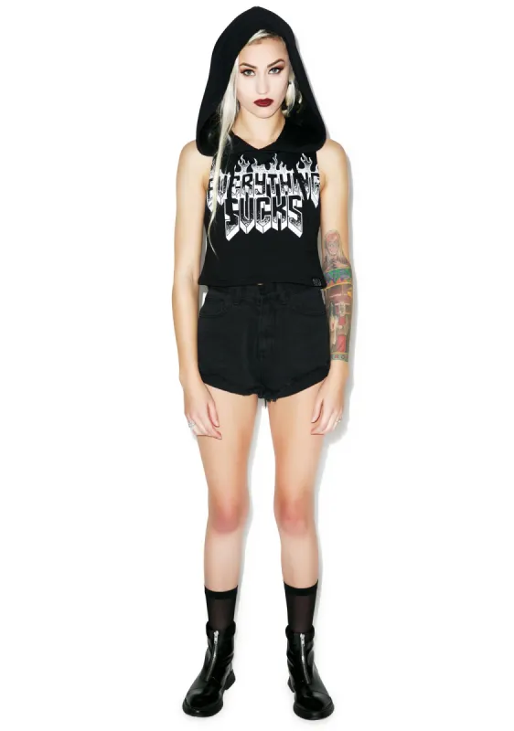 Everything Sucks Crop Hoodie sold by Dolls Kill