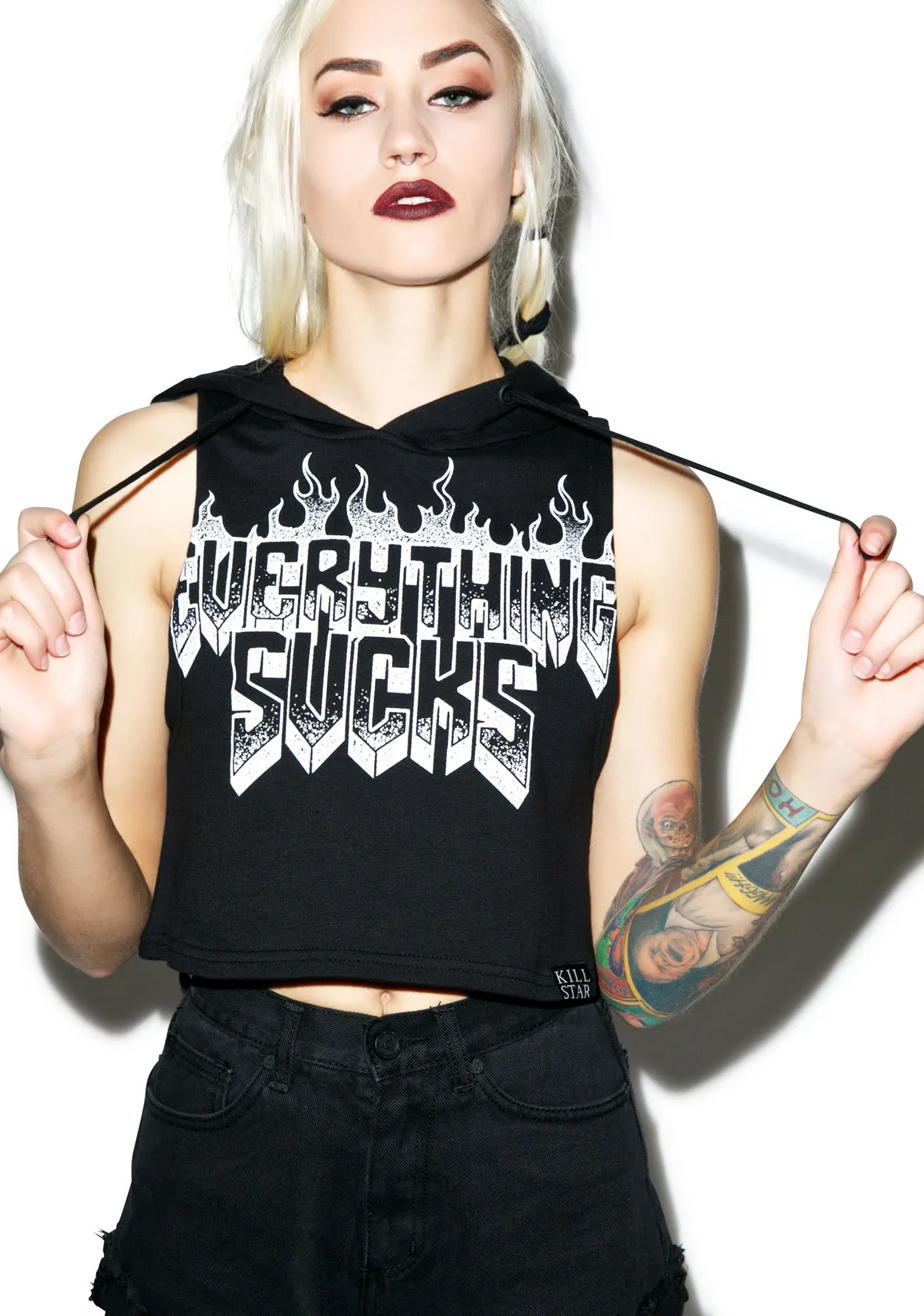 Everything Sucks Crop Hoodie sold by Dolls Kill product image thumbnail 2