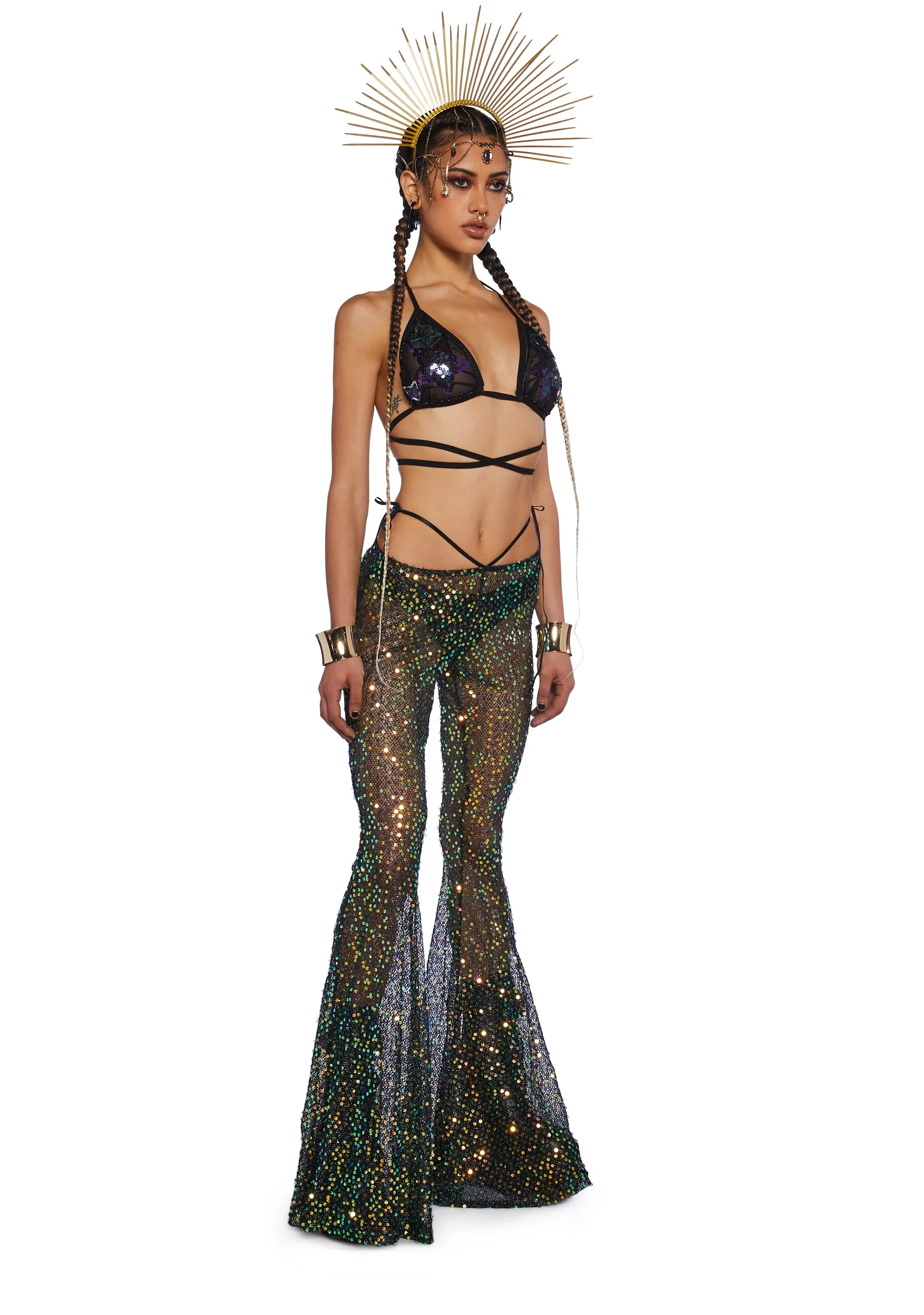 Sunlit Oracles Sequin Flares sold by Dolls Kill product image thumbnail 2