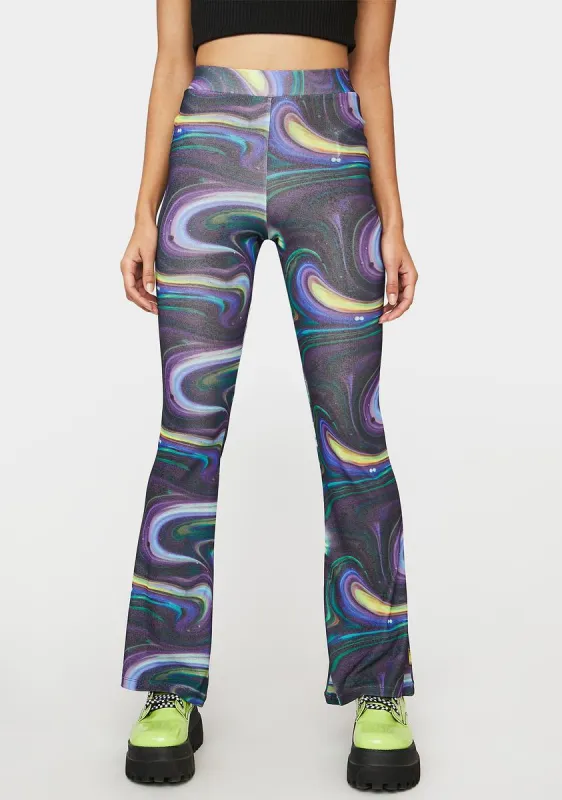 Swirl Print High Waisted Flare Pants sold by Dolls Kill